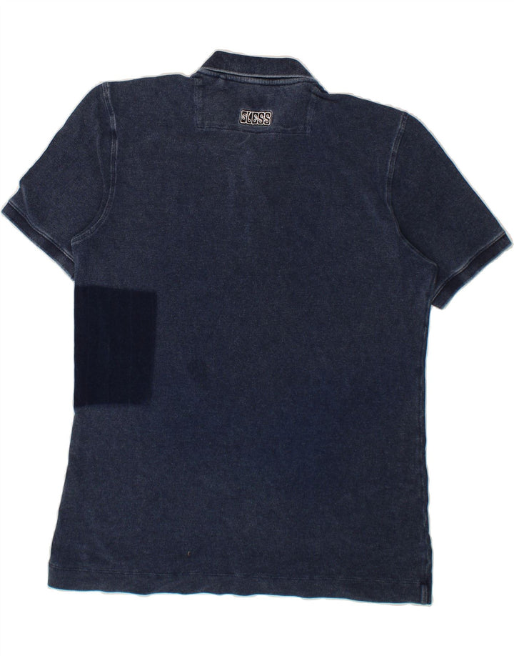 GUESS Mens Regular Fit Polo Shirt UK 40 Medium Navy Blue Cotton Vintage Guess and Second-Hand Guess from Messina Hembry 