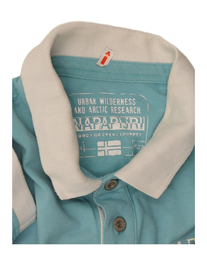 Męska koszulka polo NAPAPIJRI XL, niebieska, bawełniana w bloki kolorów