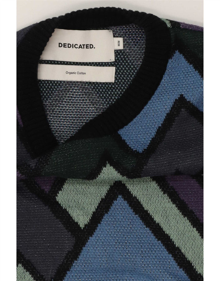 Męski sweter z okrągłym dekoltem w stylu vintage, średniej wielobarwnej geometrycznej bawełny
