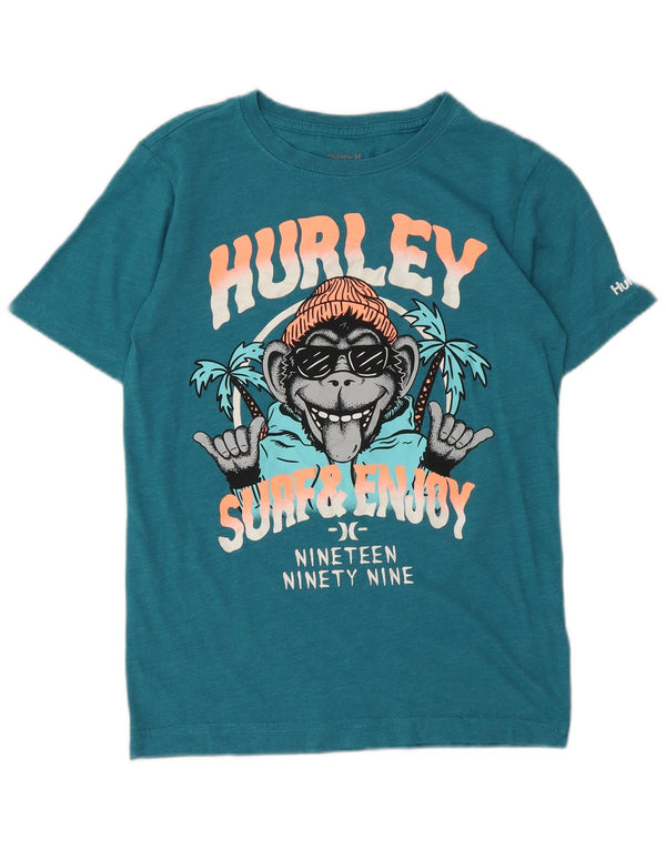 Chłopięcy T-shirt z grafiką Hurley, 10-11 lat, średni niebieski, bawełniany