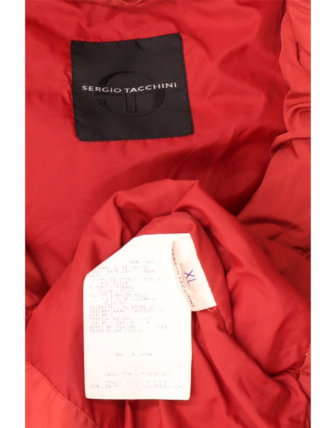 SERGIO TACCHINI Męska ocieplana kurtka z kapturem UK 42 XL, czerwona, poliester