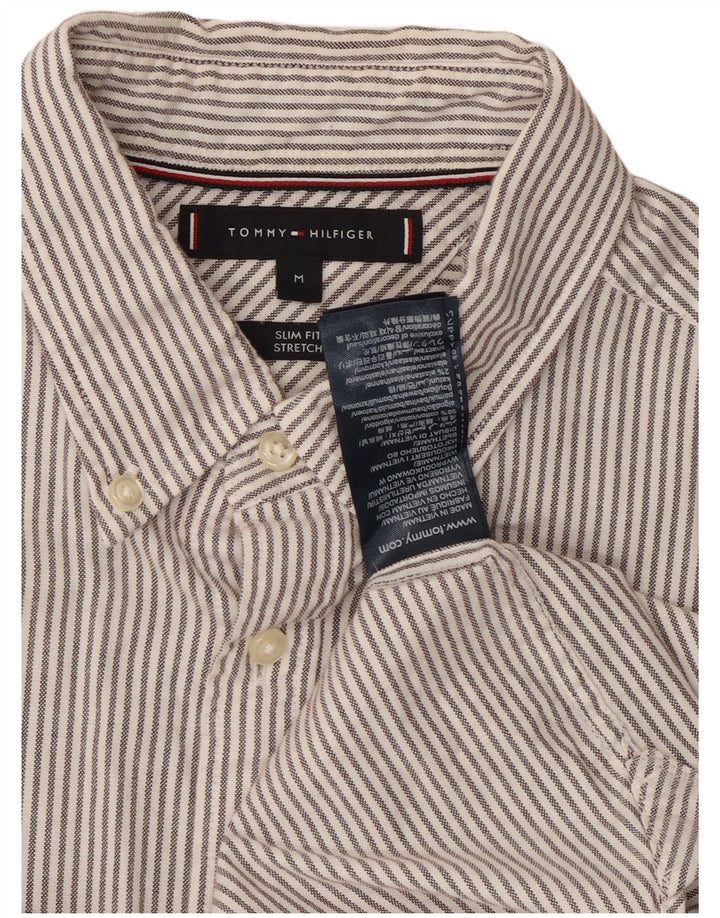 Koszula męska Tommy Hilfiger o dopasowanym kroju, średnioszara, bawełniana w prążki