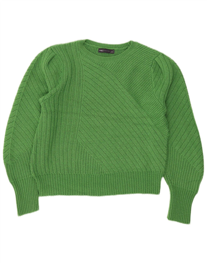 Marks & Spencer Damski sweter z dekoltem w łódkę, UK 12, średni zielony