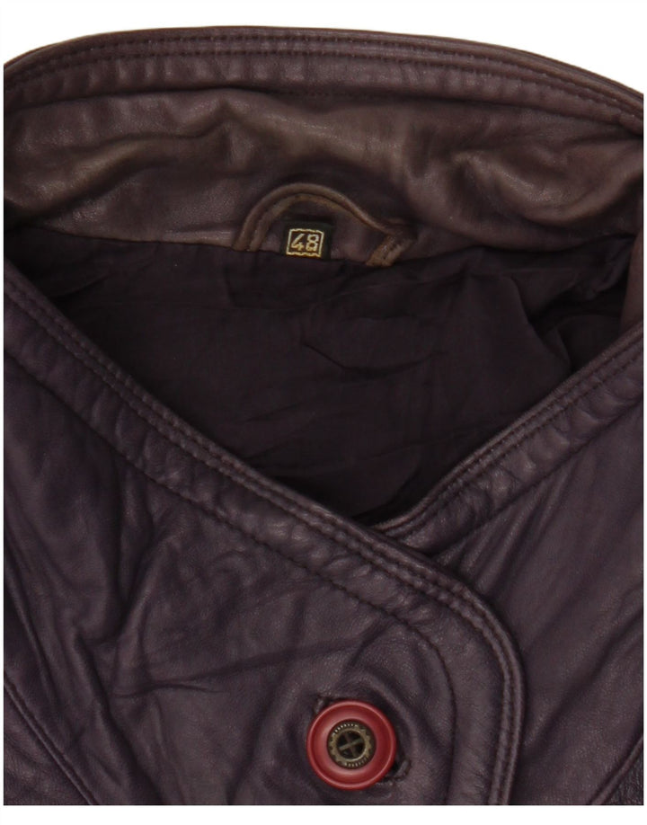 VINTAGE damski płaszcz skórzany EU 48 2XL fioletowa skóra