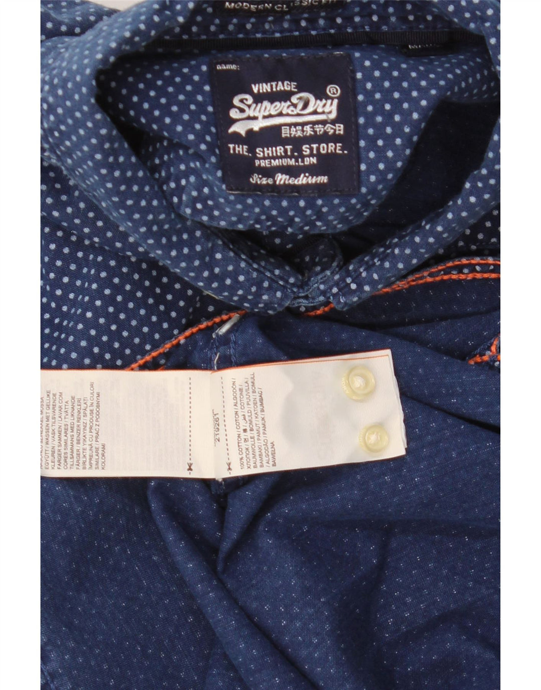 Męska koszula z krótkim rękawem Superdry, bawełniana w średnie niebieskie cętki