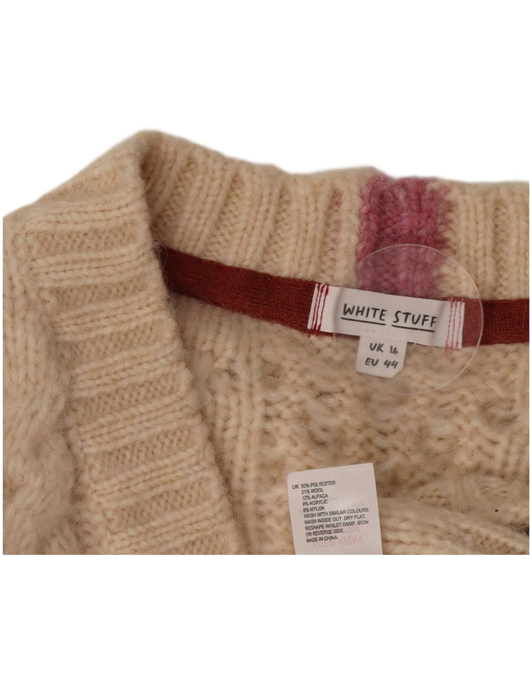 Damski sweter rozpinany White Stuff UK 16, duży, beżowy poliester