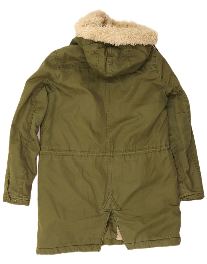 Damska kurtka parka z kapturem Zara UK 14, średni khaki, poliester
