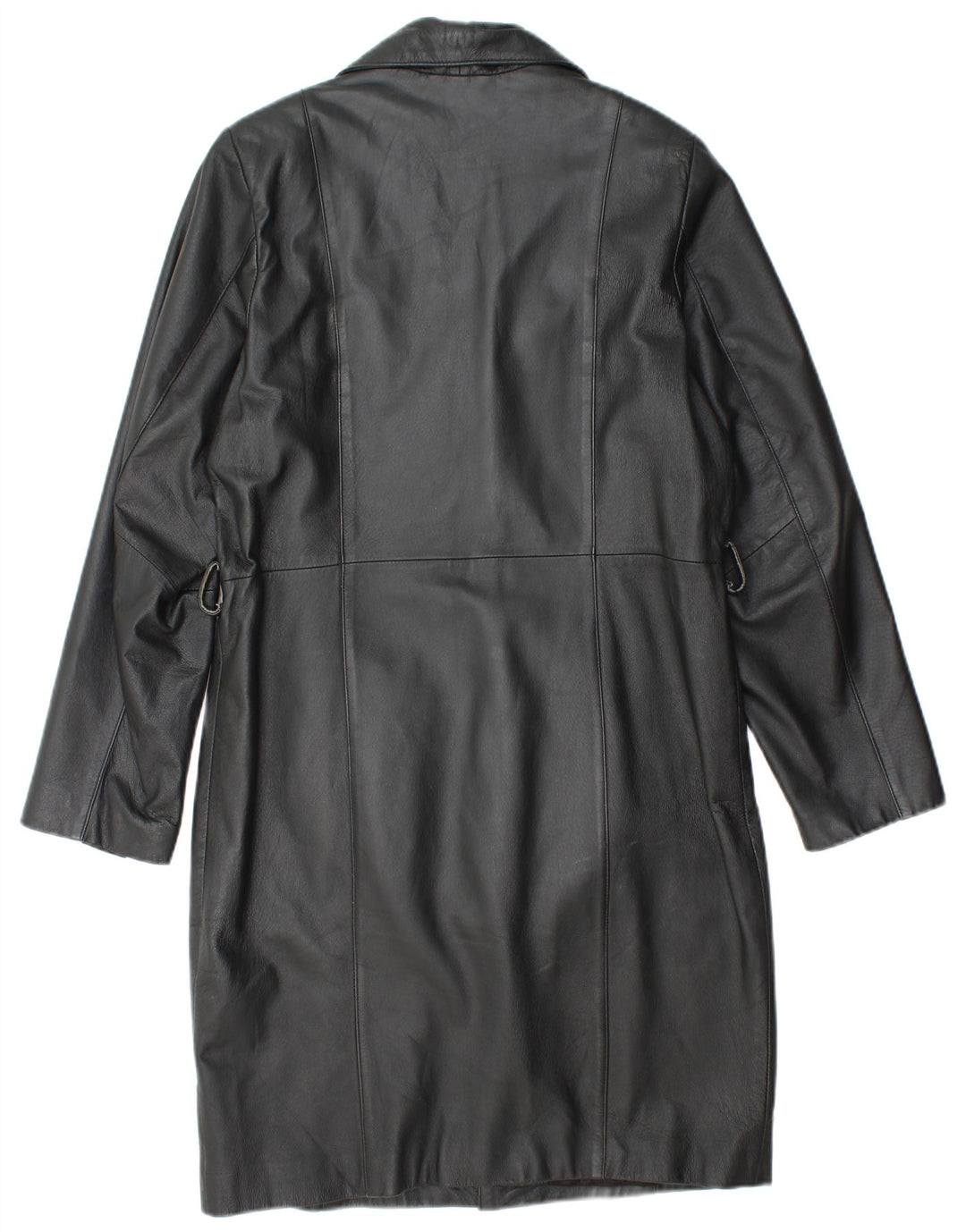 VINTAGE damski płaszcz skórzany UK 14 średniej czarnej skóry