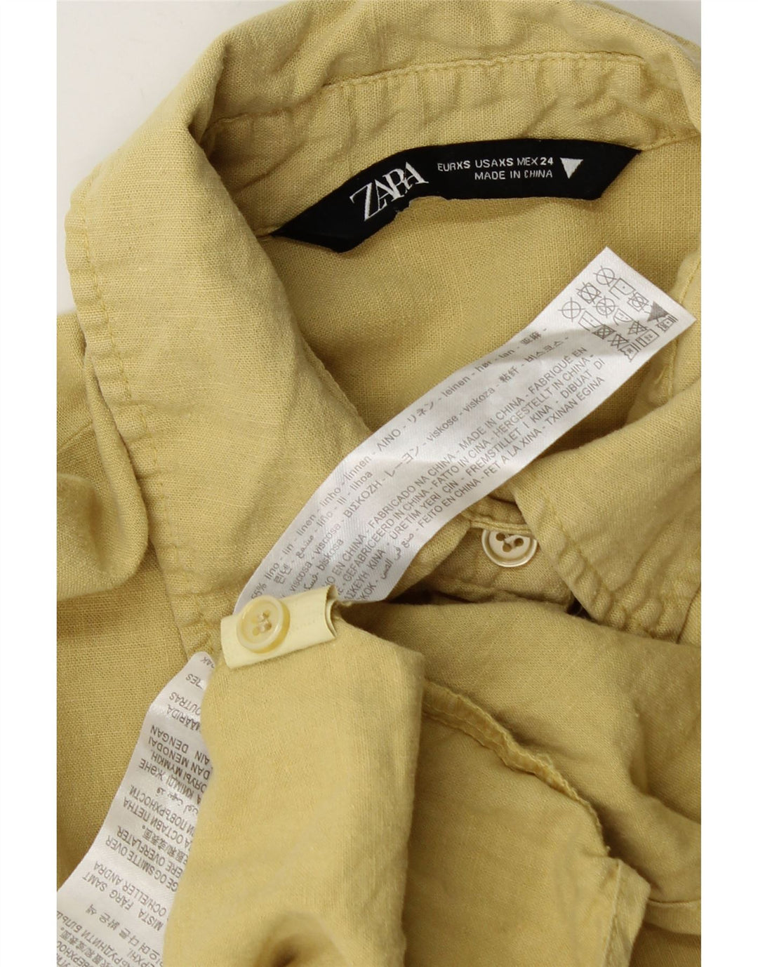 Damska koszula oversize ZARA UK 6 XS, żółta, lniana