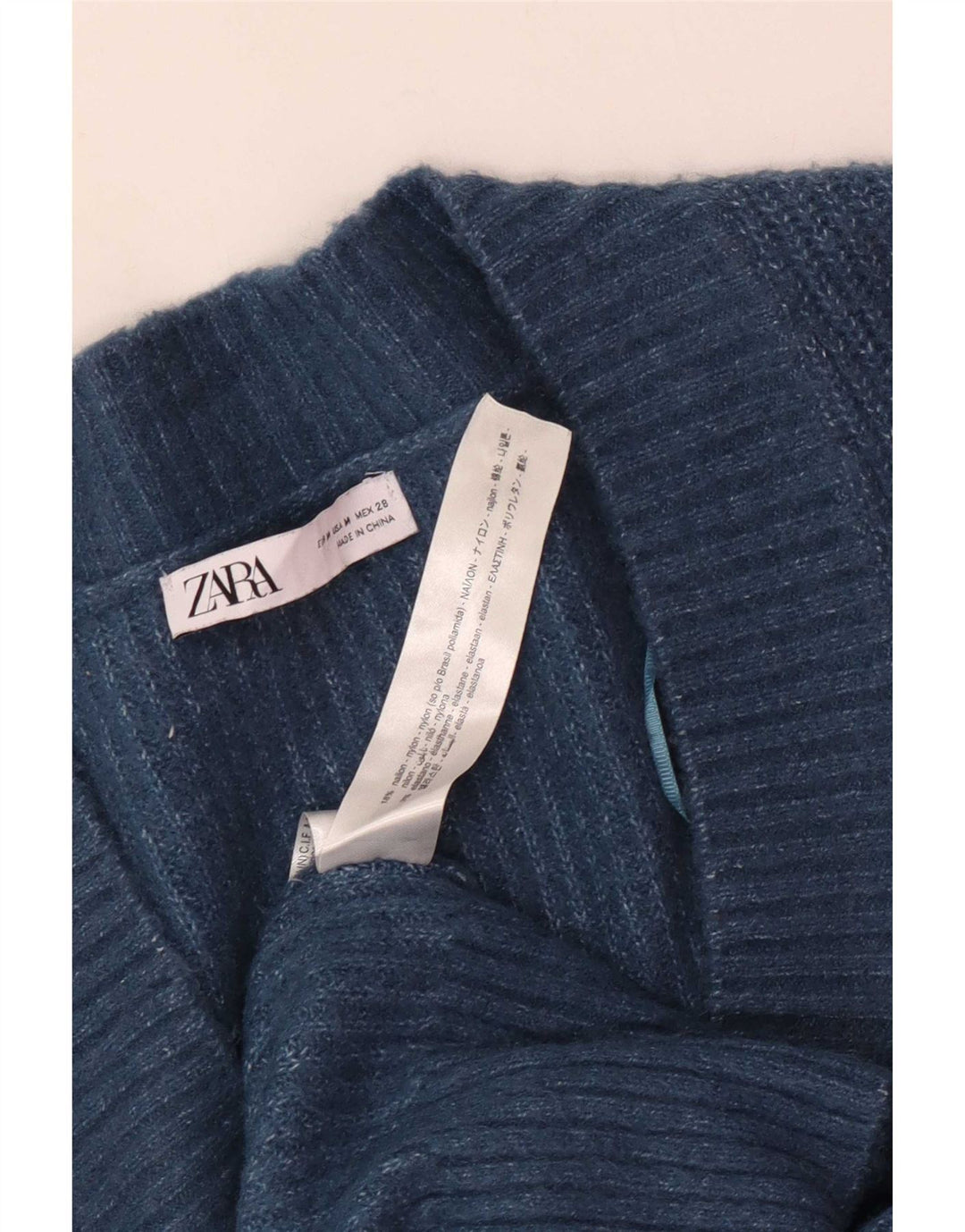 Damski sweter oversize z dekoltem w kształcie litery V, Zara, UK 14, średni niebieski poliester