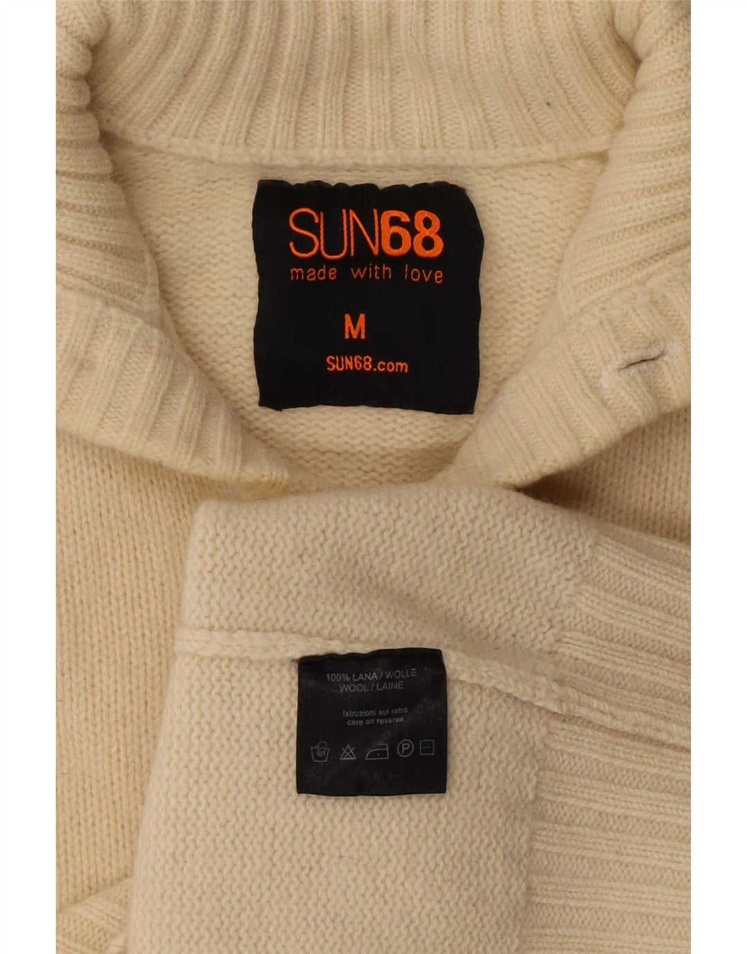 Sun68 Damski sweter kardigan UK 14 Medium Off White Wool