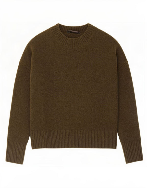 Damski sweter oversize z dekoltem w łódkę Zara UK 10, mały, khaki, akryl