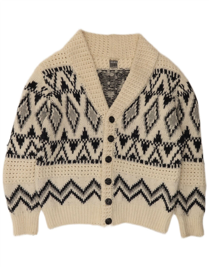 Męski sweter rozpinany Altatensione, średni, złamany biały, akryl Fair Isle