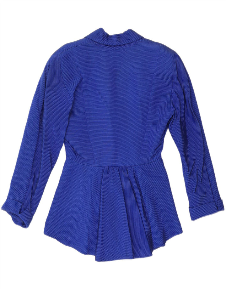 Damska marynarka VINTAGE UK 12, bawełniana, w kolorze średniego niebieskiego w prążki