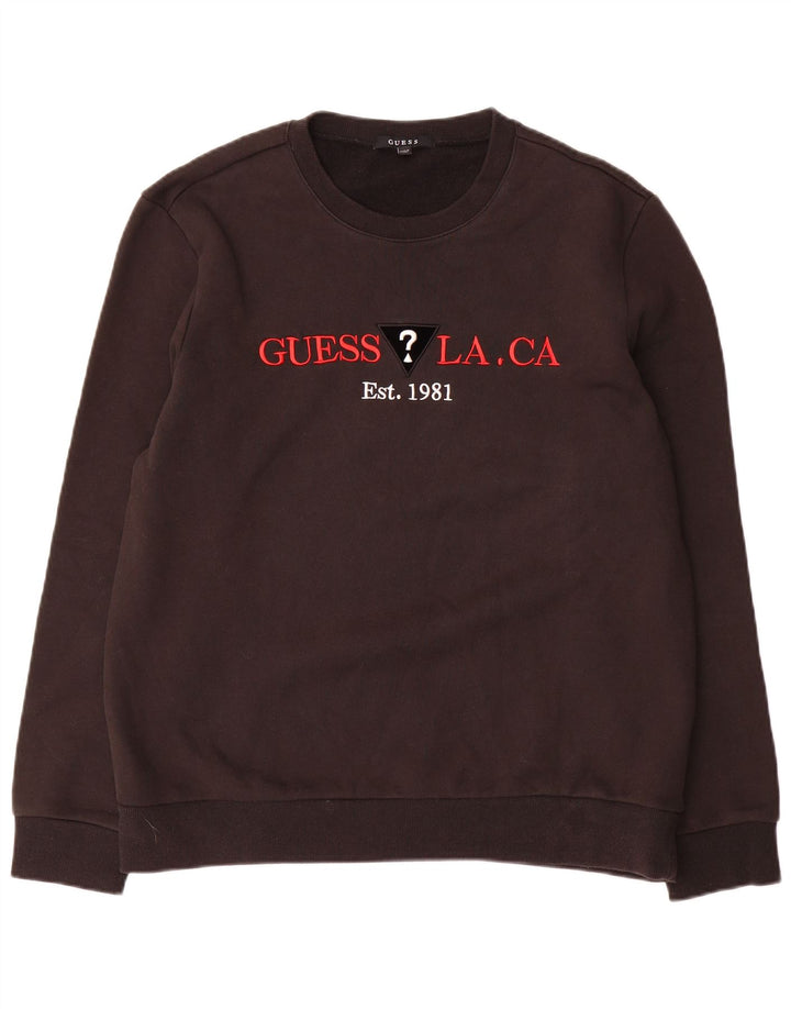 Męska bluza Guess Graphic Jumper UK 42, duża, czarna bawełna