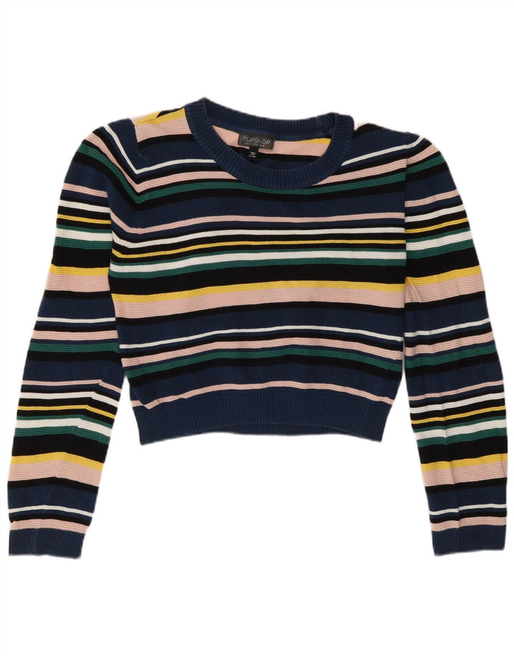 Damski sweter z dekoltem w łódkę Topshop UK 12, średnie, wielokolorowe paski