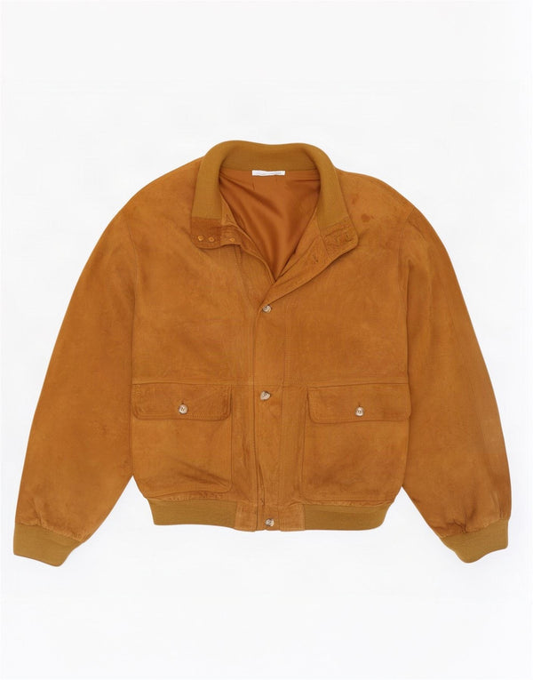 Vintage męska zamszowa kurtka bomber IT 56 3XL beżowa skóra
