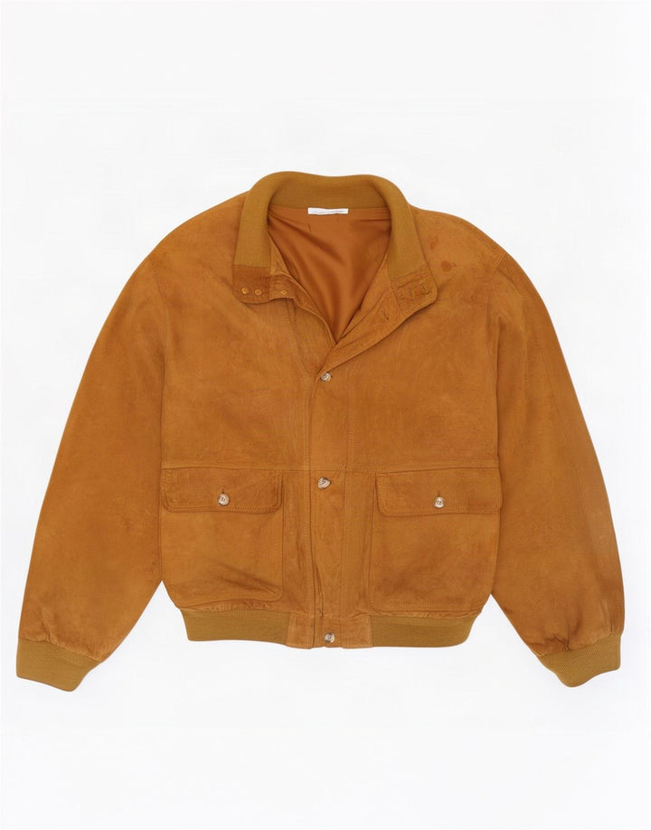 Vintage męska zamszowa kurtka bomber IT 56 3XL beżowa skóra