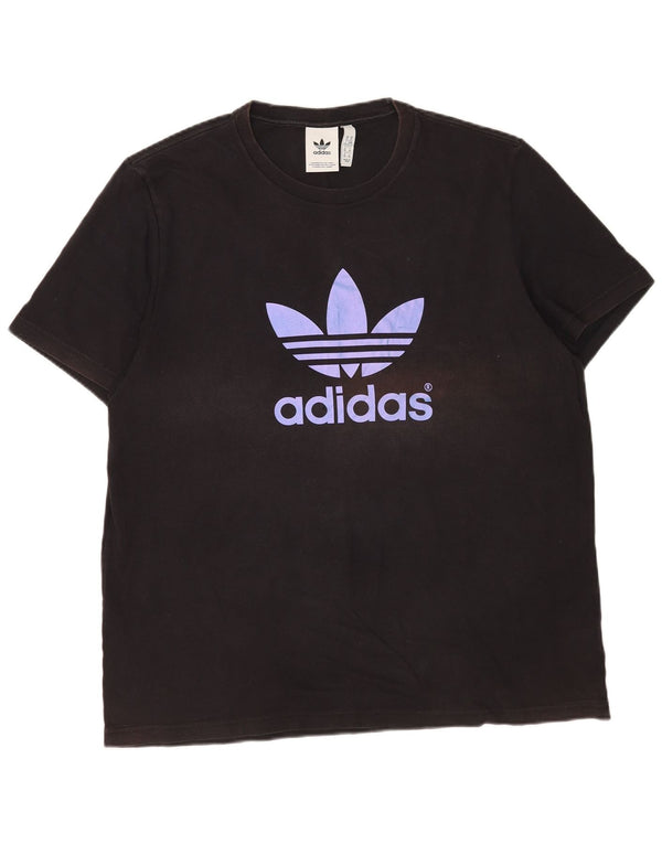 Męska koszulka graficzna Adidas z długim rękawem XL, czarna, bawełniana