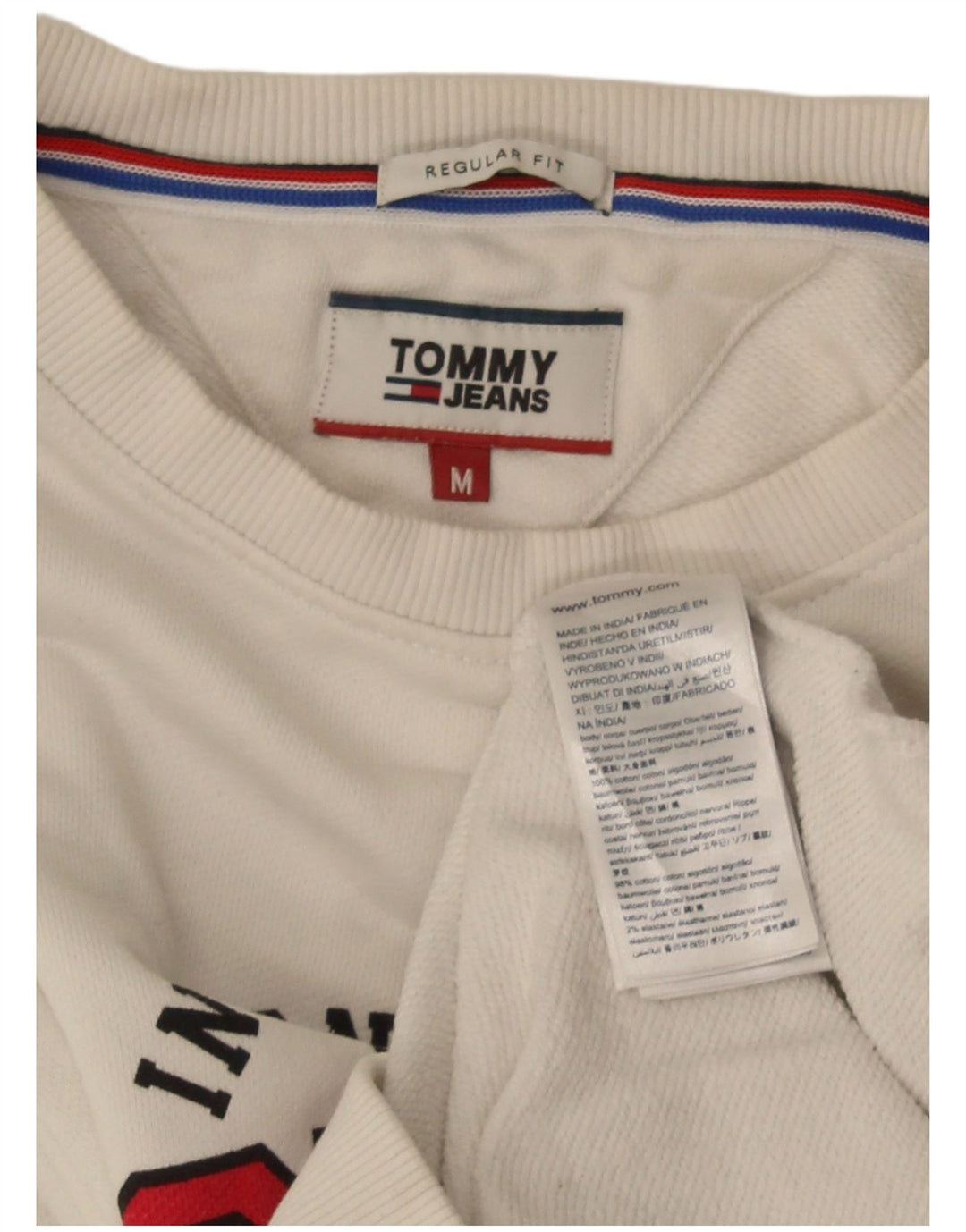 Męska bluza dresowa Tommy Hilfiger o regularnym kroju, średnia biała bawełna
