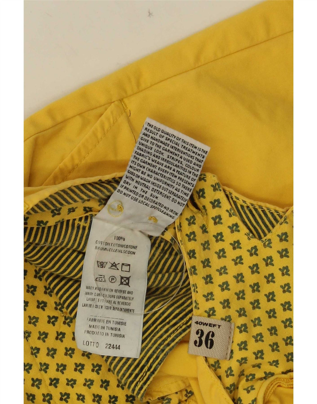 Męskie spodenki Chino 40Weft W36, duże, żółte, bawełniane