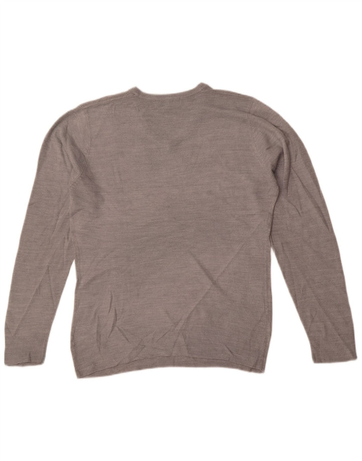 Marks & Spencer Męski sweter z dekoltem w kształcie litery V, mały, szary, akrylowy
