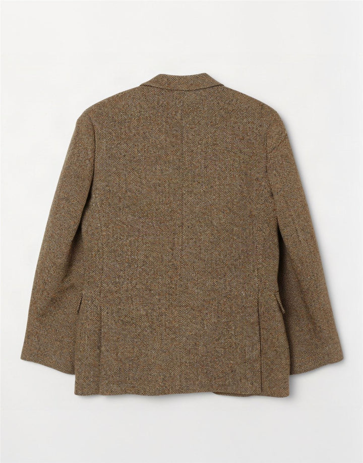 Męska marynarka zapinana na 2 guziki Harris Tweed UK 36 Mała wełna khaki