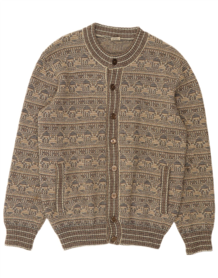 Sweter męski w stylu vintage, średnioszary, Fair Isle Wool