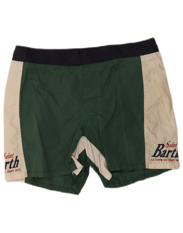 MC2 SAINT BARTH Mens Graphic Swimming Shorts XL Green Colourblock Nylon