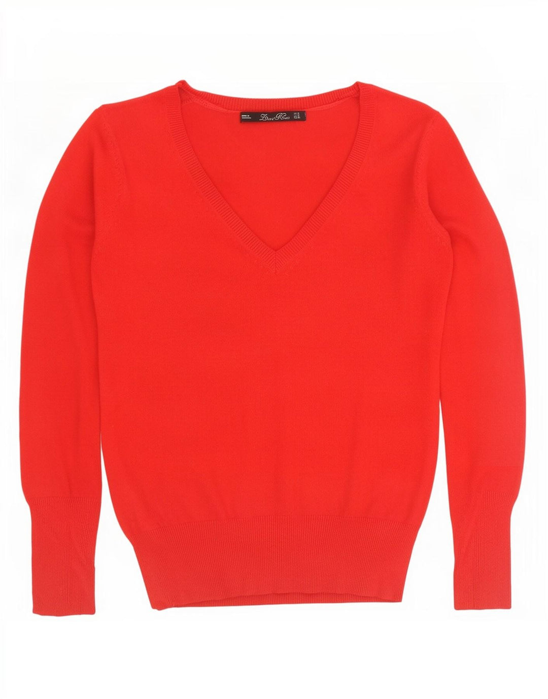 Sweter damski Zara z dekoltem w kształcie litery V, UK 12, średni czerwony