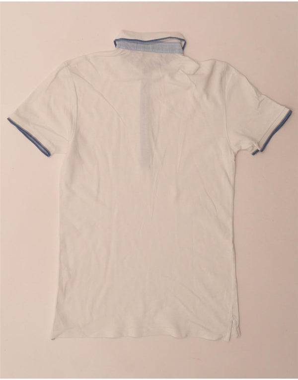Fay Mens Polo Shirt IT 46 Small White Cotton