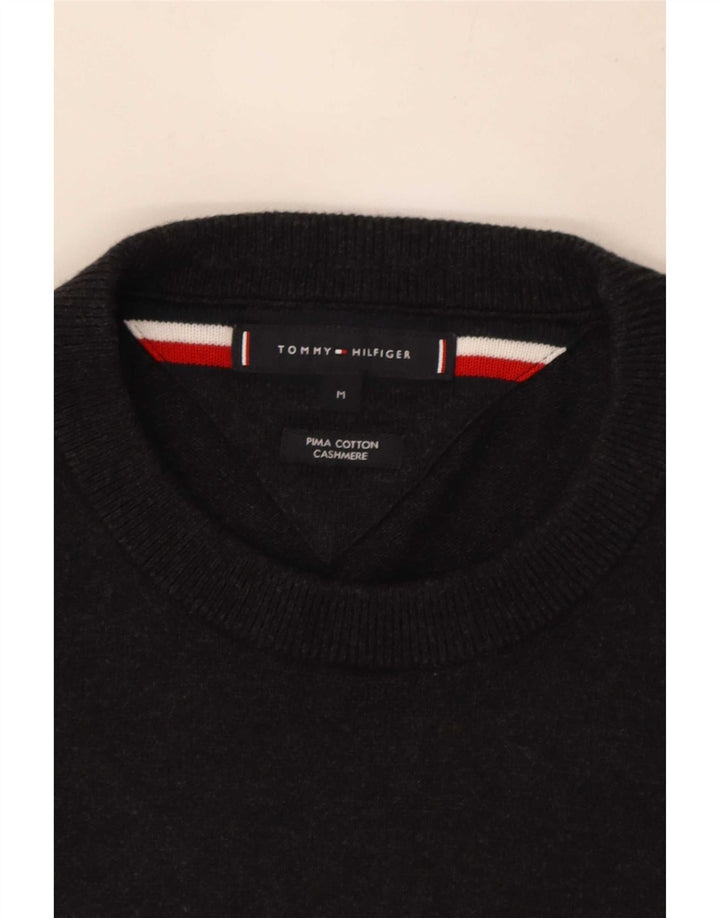 Męski sweter z okrągłym dekoltem Tommy Hilfiger, średnioszary, bawełniany