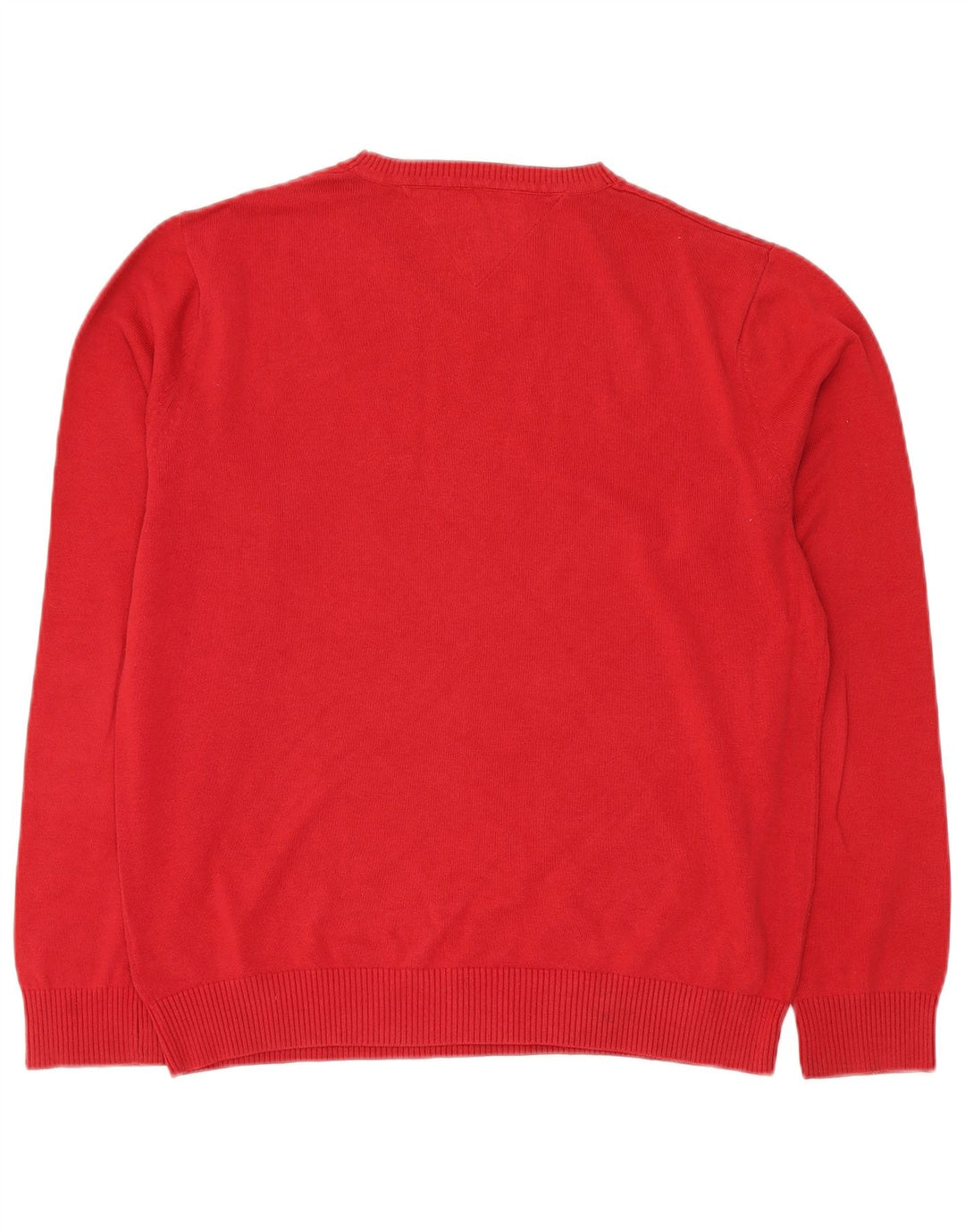 Męski sweter Tommy Hilfiger z dekoltem w kształcie litery V, duży, czerwony, bawełniany