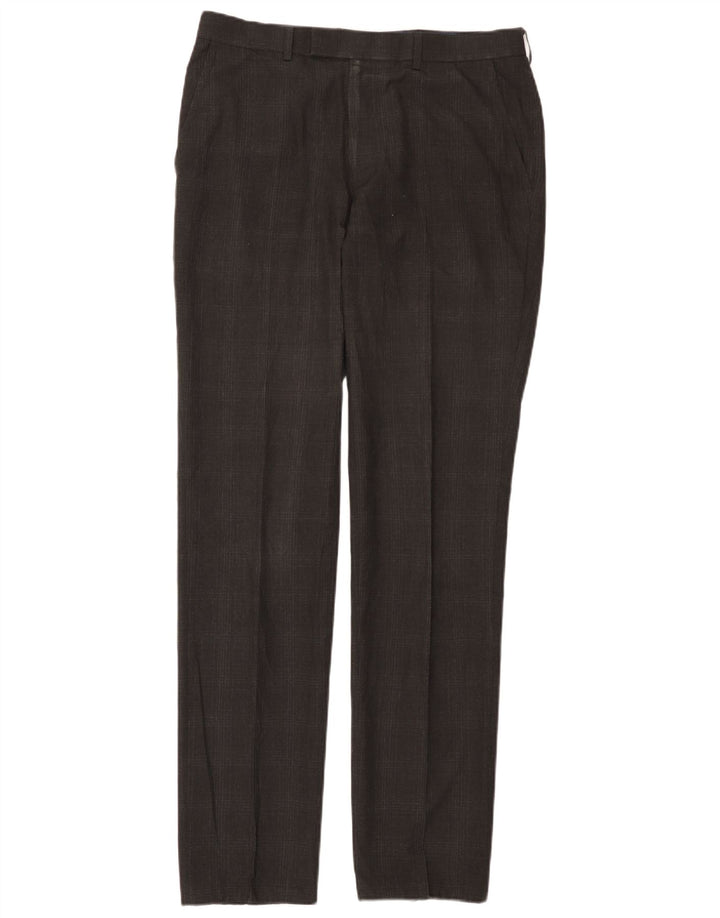 Marks & Spencer Męskie spodnie garniturowe Super Slim Fit W32 L33 Szara kratka