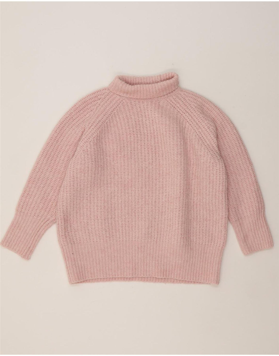 ZARA Womens Oversized Roll Neck Jumper Sweater UK 10 Small Pink Polyester Vintage Zara and Second-Hand Zara from Messina Hembry 