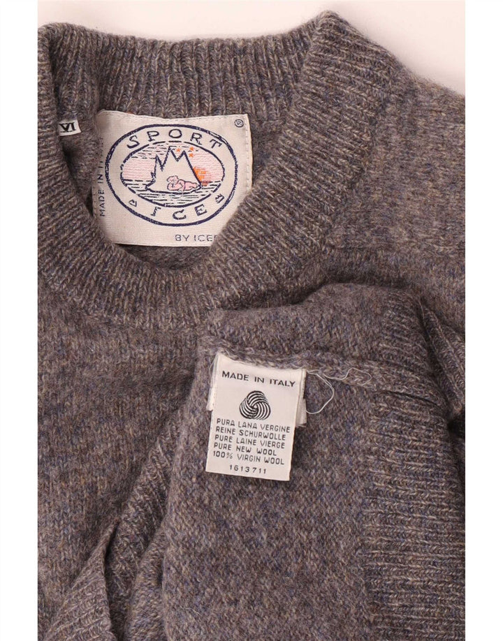 Męski sweter z okrągłym dekoltem Iceberg, średnioszary, z dziewiczej wełny