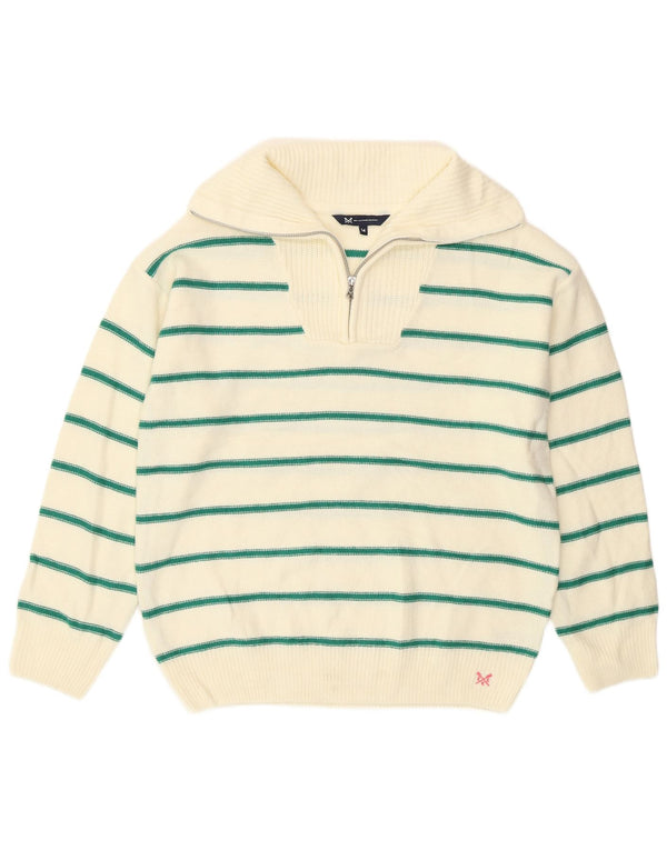 Crew Clothing Damski sweter z zamkiem błyskawicznym UK 14, duże złamane białe paski
