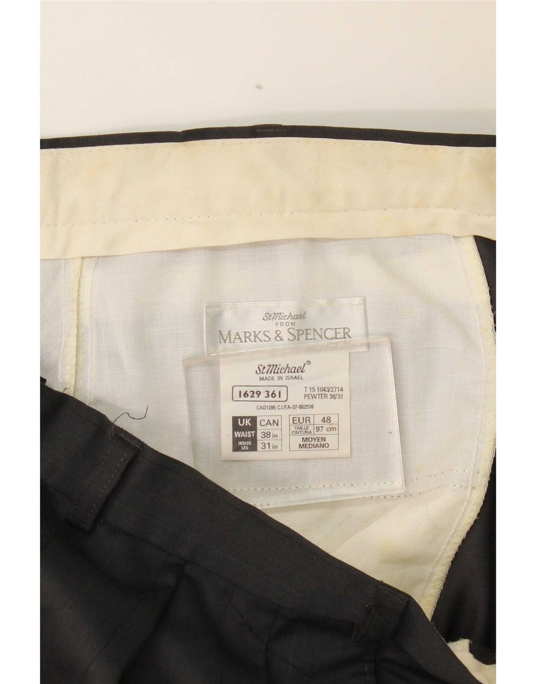 Marks & Spencer Męskie spodnie garniturowe W38 L31 Czarny poliester