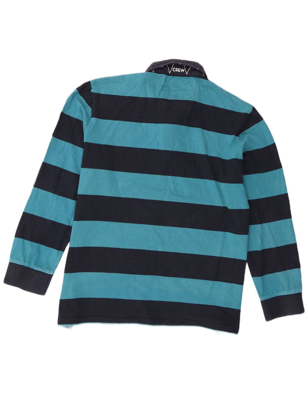 Crew Clothing Męska koszulka polo do rugby z długim rękawem, 2XL, bawełniana w niebieskie paski