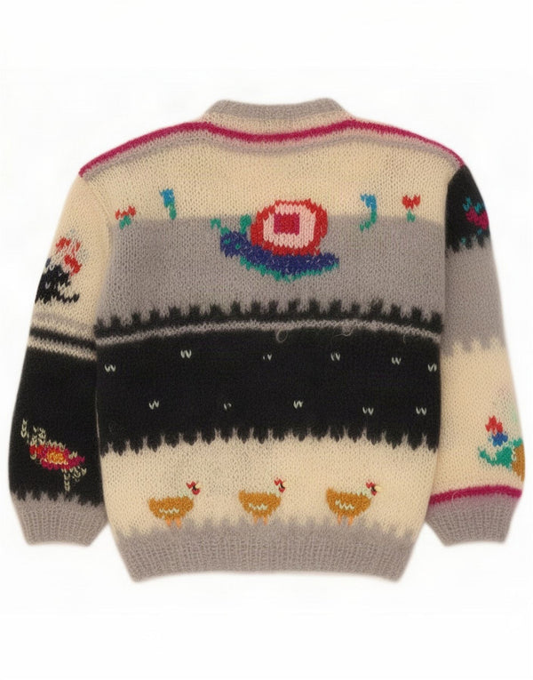 Vintage damski sweter kardigan UK 12 średni wielobarwny nowość