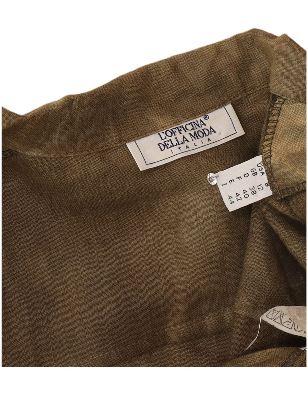 Bluzka damska z krótkim rękawem w stylu vintage, UK 12 Medium Khaki Tie Dye Silk