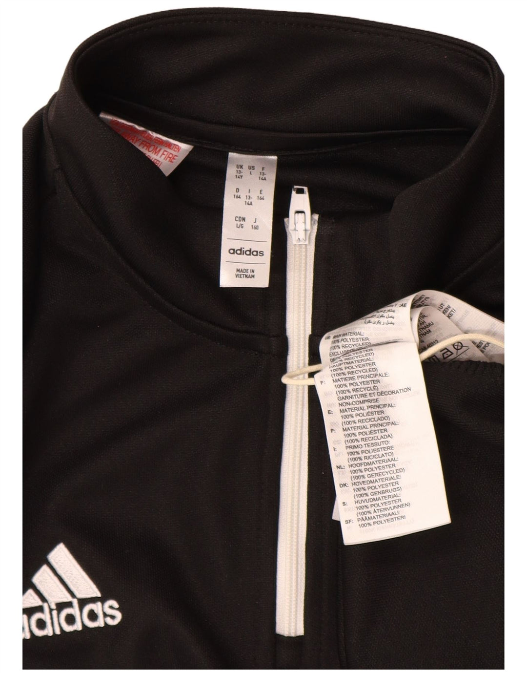 Chłopięcy dres Adidas Aeroready z zamkiem błyskawicznym na szyi, 13-14 lat, czarny