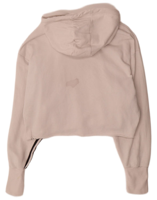 Damska bluza z kapturem Adidas Crop Graphic Oversized UK 16, duża, biała bawełna