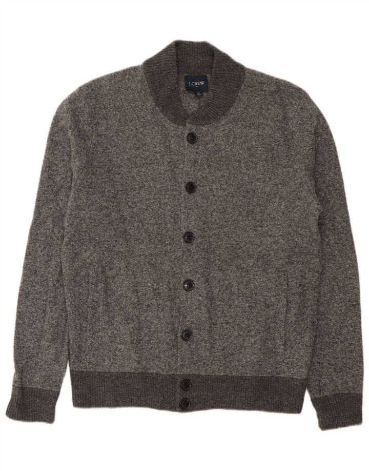 J. Crew Męski sweter rozpinany Średni szary, nakrapiana wełna jagnięca