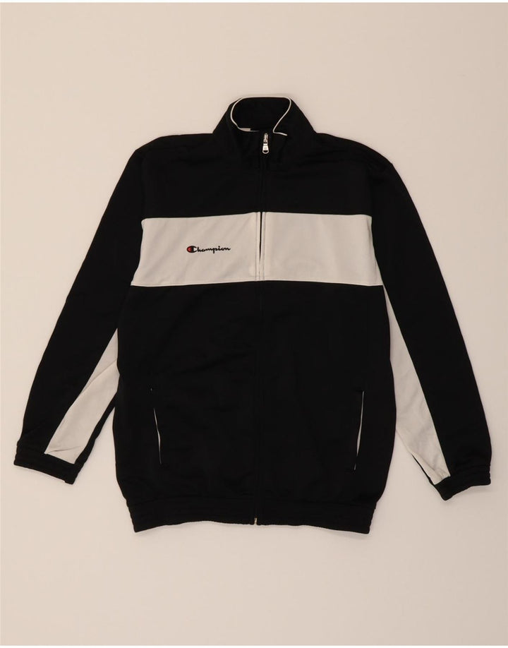 CHAMPION Boys Tracksuit Top Jacket 11-12 Years Large  Black Colourblock Vintage Champion and Second-Hand Champion from Messina Hembry 