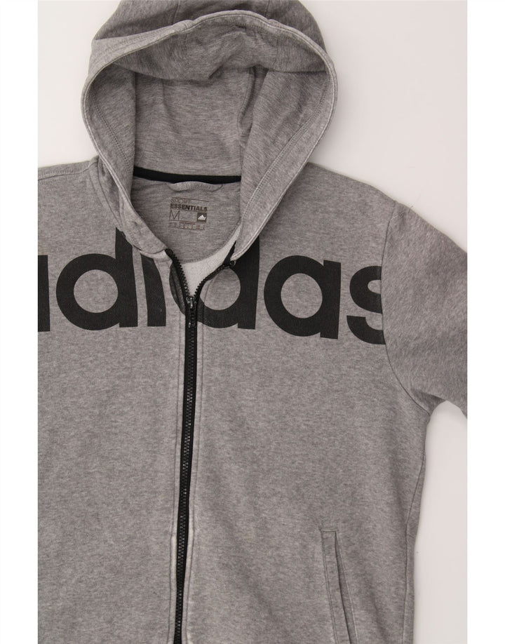 ADIDAS Mens Graphic Zip Hoodie Sweater Medium Grey Cotton Vintage Adidas and Second-Hand Adidas from Messina Hembry 