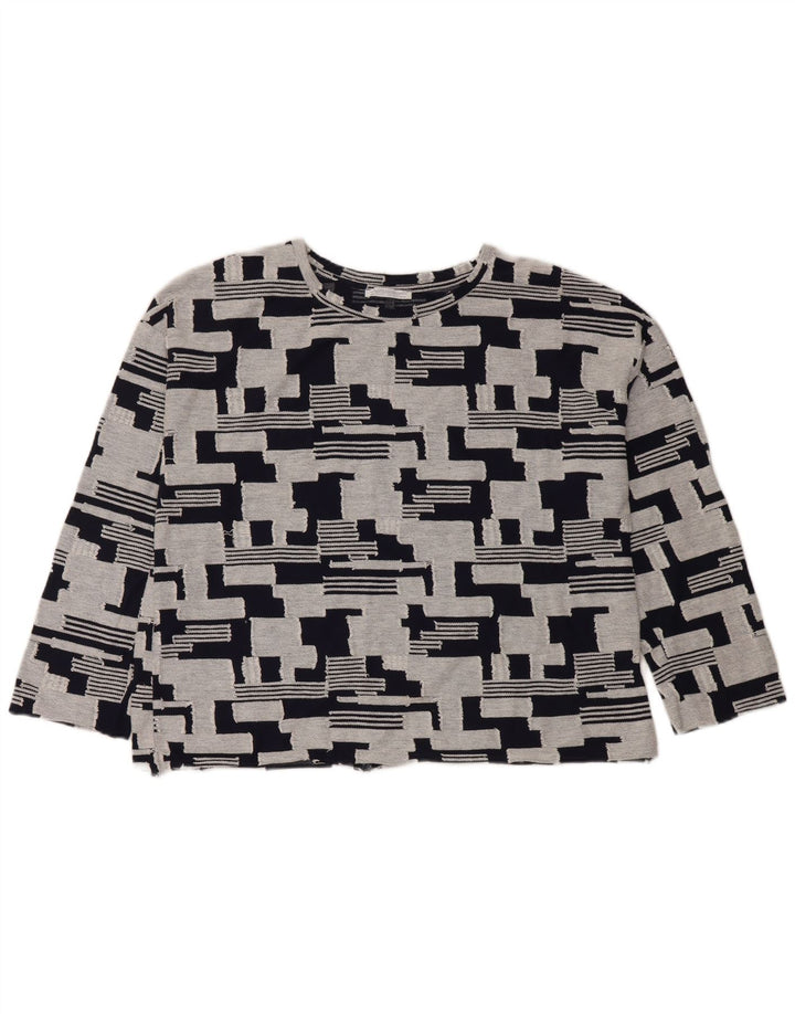 Damski top Zara z rękawem 3/4, UK 14, średni granatowy, geometryczny, bawełniany
