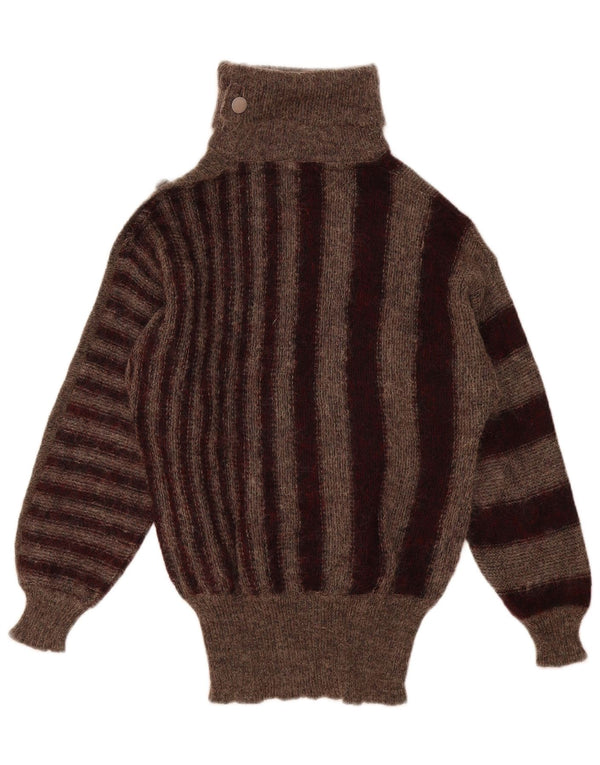 Vintage damski sweter z golfem IT 44 w średnie brązowe paski