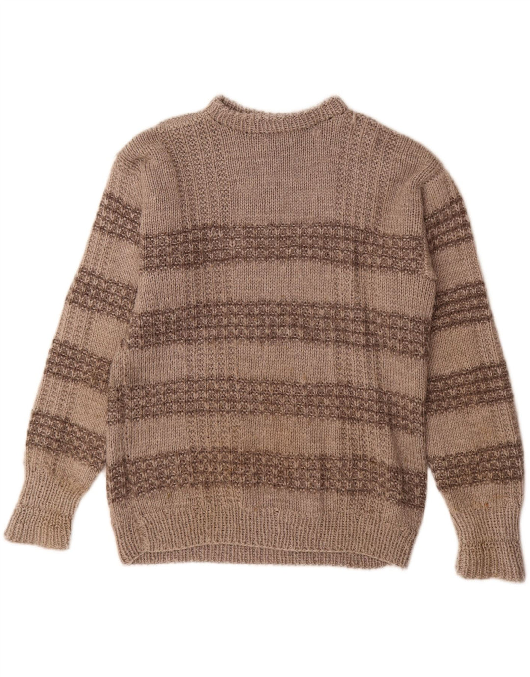 Męski sweter z okrągłym dekoltem w stylu vintage, w średnie szare paski