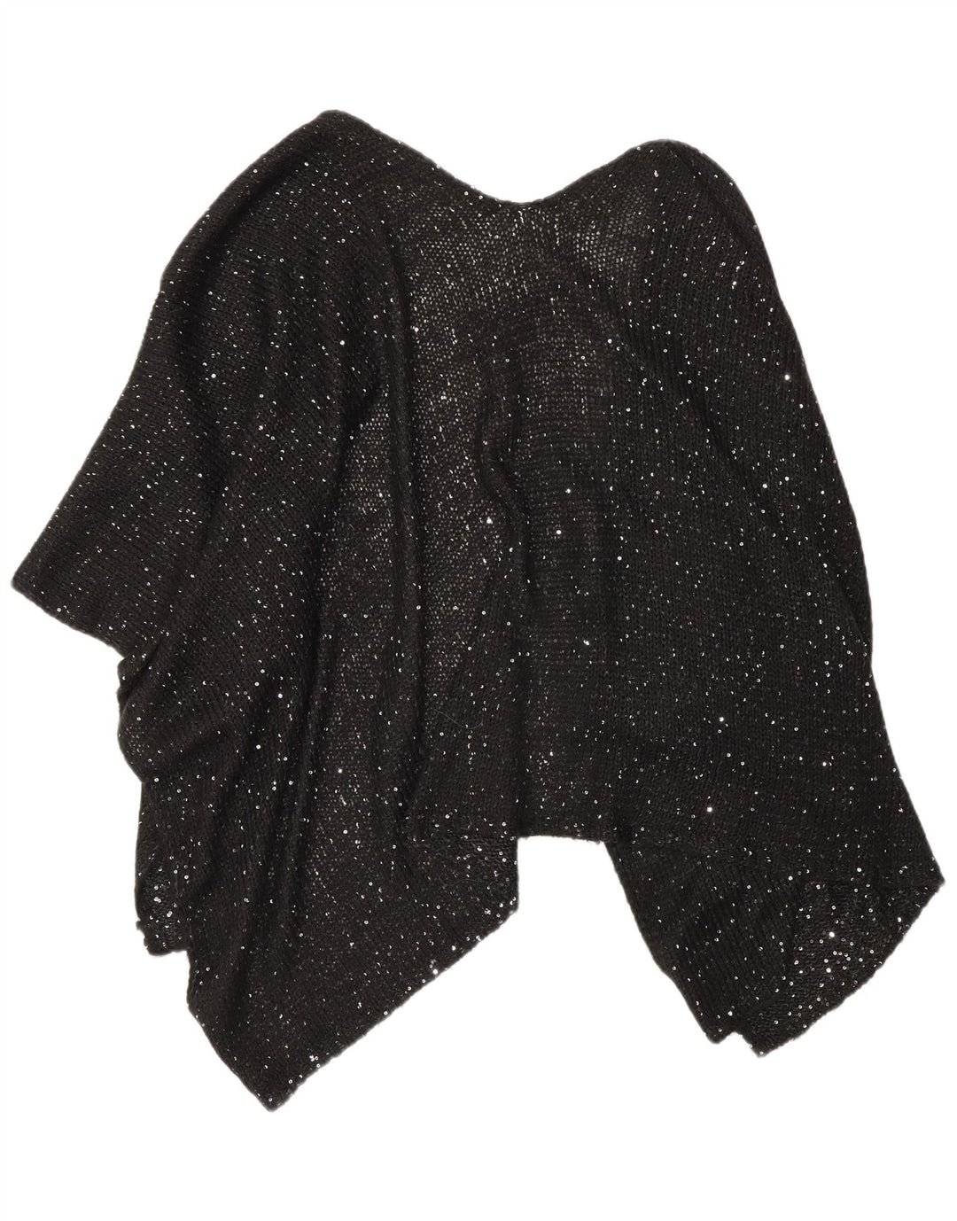 Marks & Spencer Damski sweter ponczo w jednym rozmiarze, czarny, nakrapiany akryl
